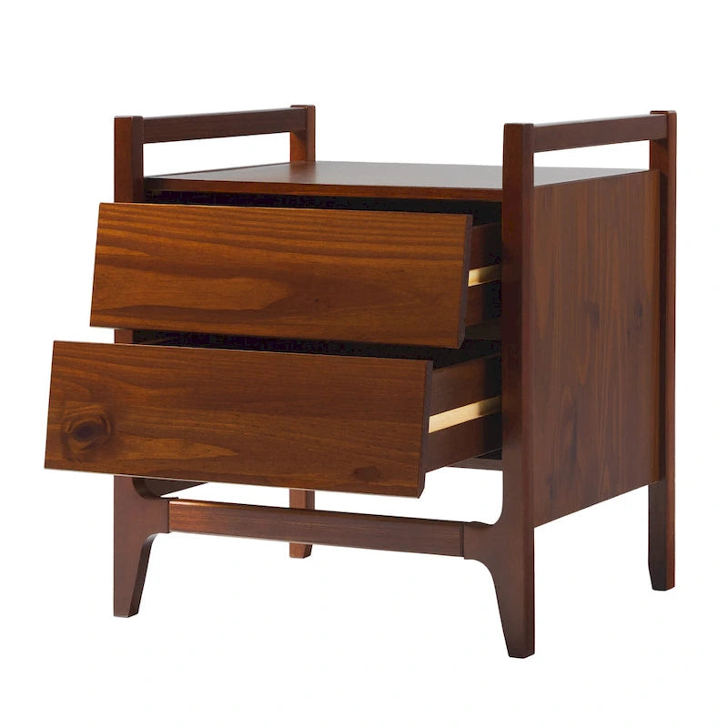 Mesa de noche de madera maciza estilo Mid-Century Modern