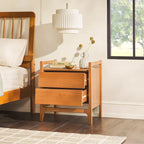 Mesa de noche de madera maciza estilo Mid-Century Modern