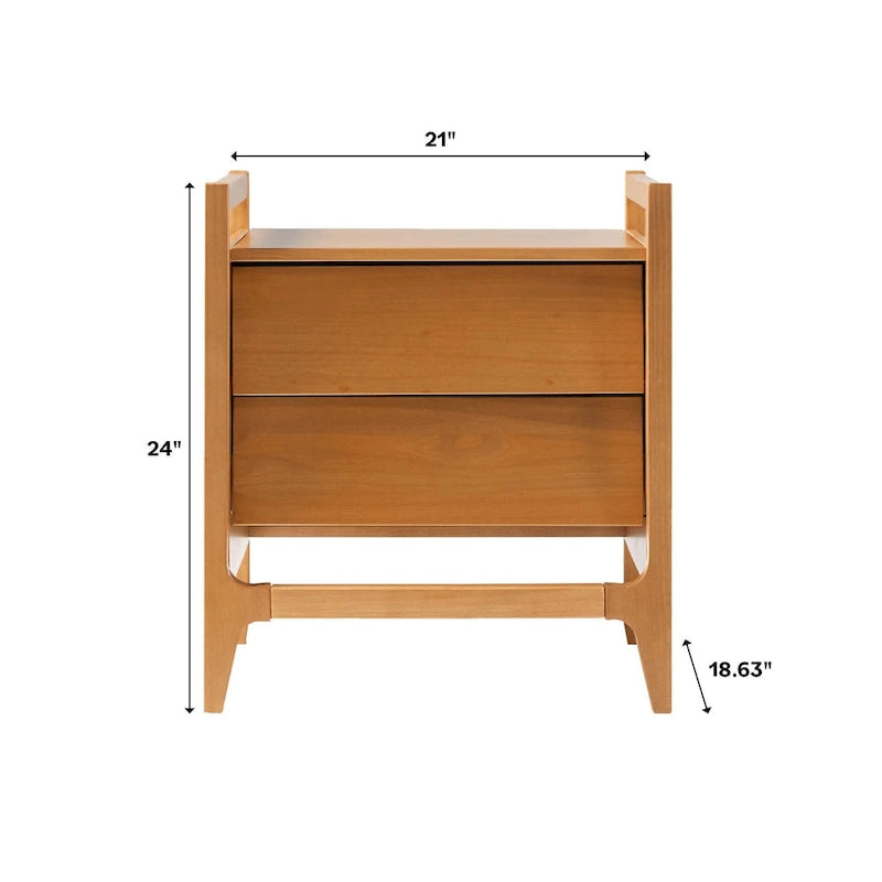 Mesa de noche de madera maciza estilo Mid-Century Modern