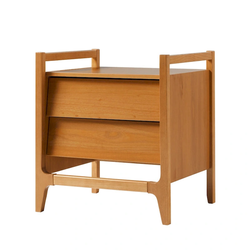 Mesa de noche de madera maciza estilo Mid-Century Modern