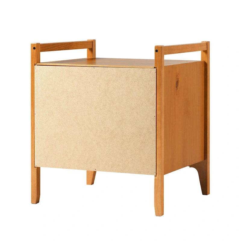Mesa de noche de madera maciza estilo Mid-Century Modern
