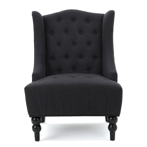 Sillón club tapizado con respaldo alto y capitoné de 27.5"