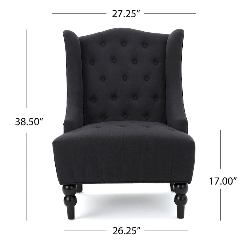 Sillón club tapizado con respaldo alto y capitoné de 27.5"