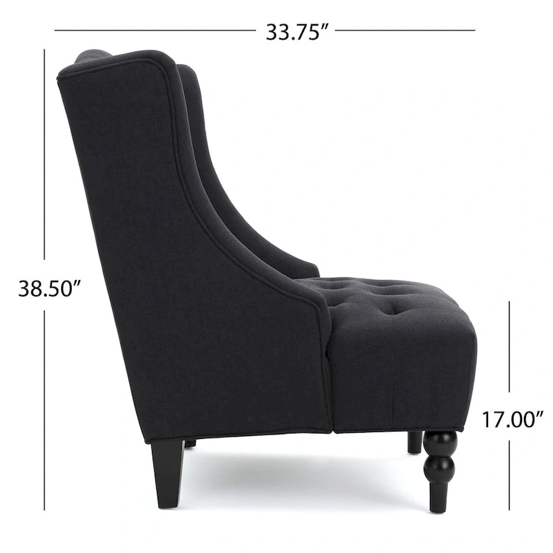 Sillón club tapizado con respaldo alto y capitoné de 27.5"