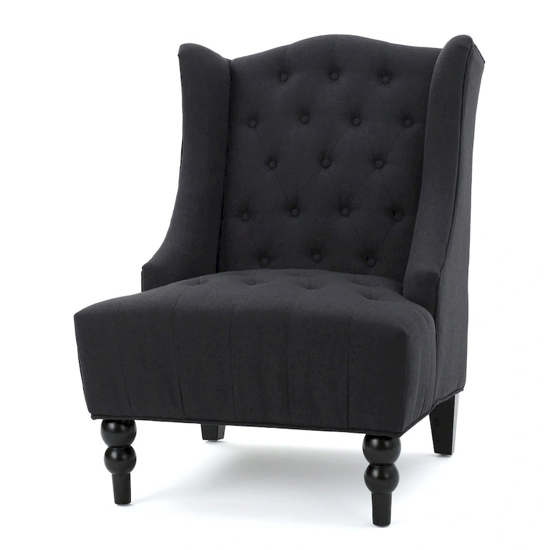 Sillón club tapizado con respaldo alto y capitoné de 27.5"