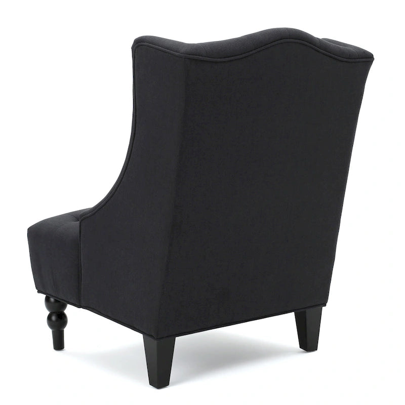 Sillón club tapizado con respaldo alto y capitoné de 27.5"