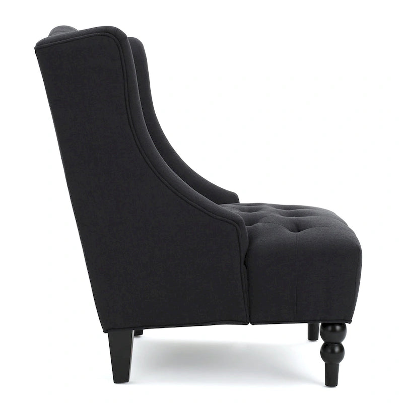 Sillón club tapizado con respaldo alto y capitoné de 27.5"