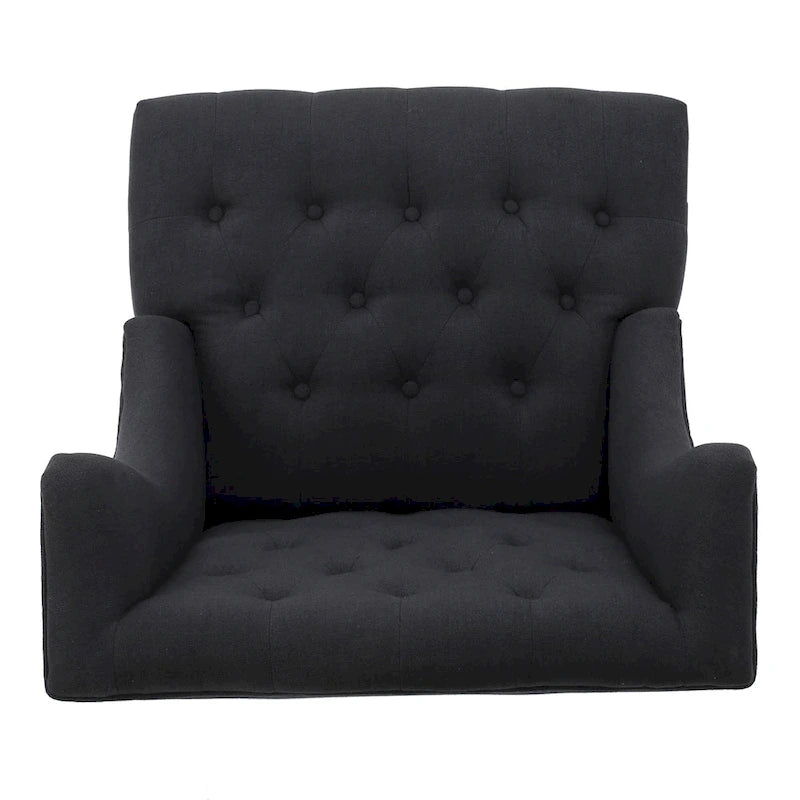 Sillón club tapizado con respaldo alto y capitoné de 27.5"