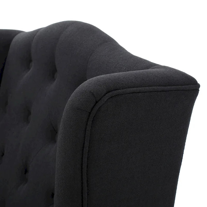 Sillón club tapizado con respaldo alto y capitoné de 27.5"