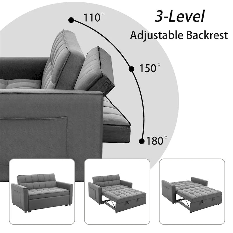 Sofá Cama Extensible con Tejido Trenzado y Estructura de Madera