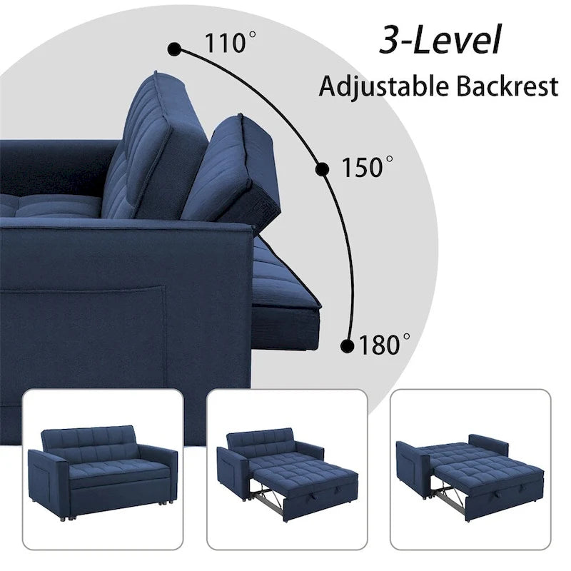 Sofá Cama Extensible con Tejido Trenzado y Estructura de Madera