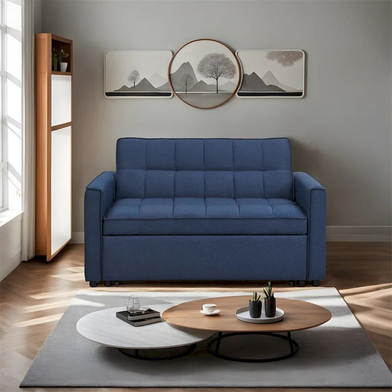Sofá Cama Extensible con Tejido Trenzado y Estructura de Madera