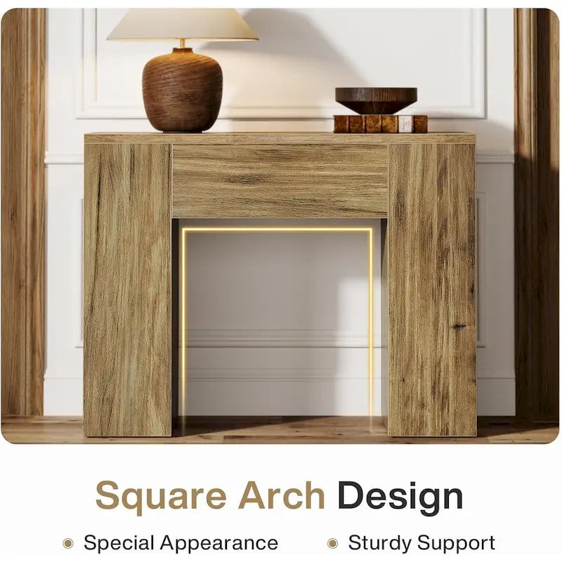 Mesa auxiliar arqueada de 31.5" con patas de madera