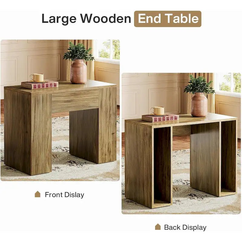 Mesa auxiliar arqueada de 31.5" con patas de madera