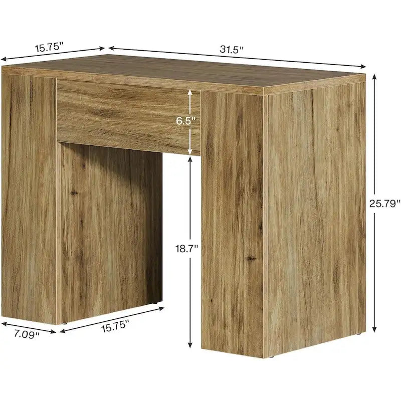 Mesa auxiliar arqueada de 31.5" con patas de madera