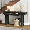 Mesa consola estrecha con 2 cajones – Negro envejecido