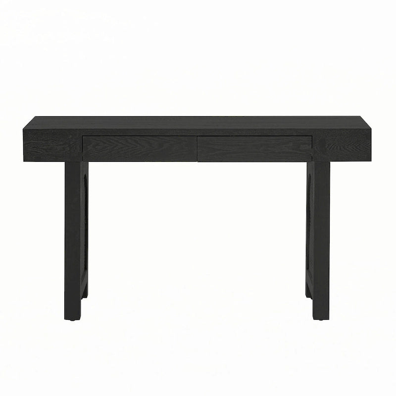 Mesa consola estrecha con 2 cajones – Negro envejecido