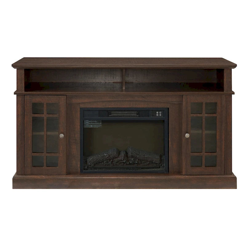 Mueble de TV con chimenea eléctrica de 58 pulgadas - Acabado espresso