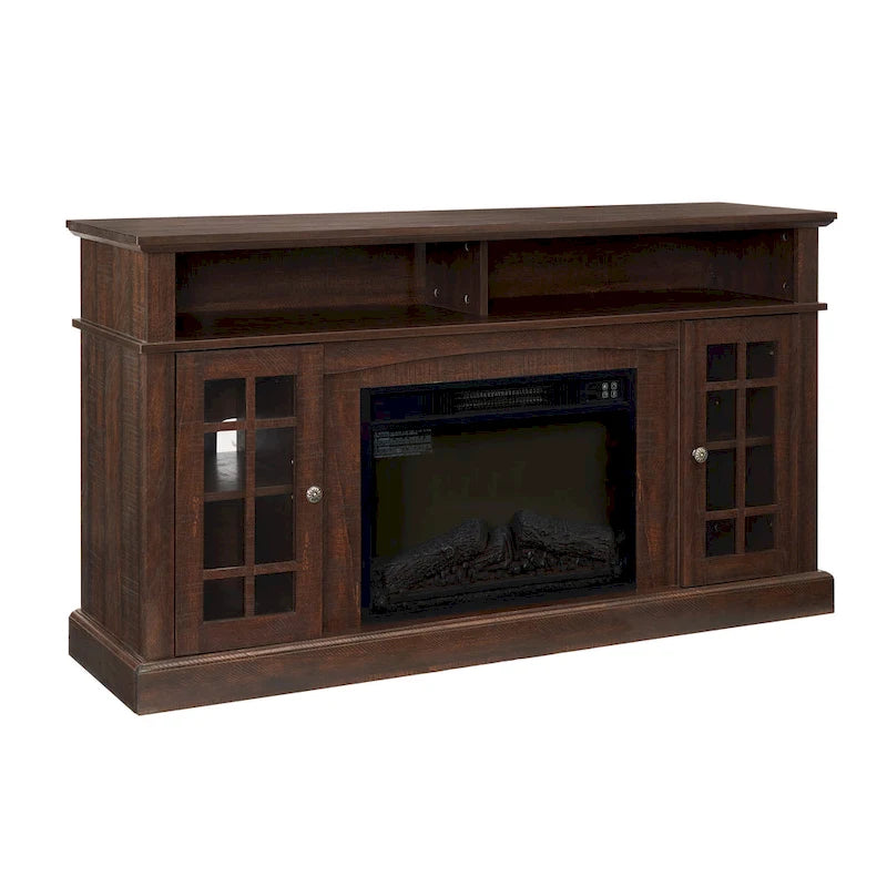 Mueble de TV con chimenea eléctrica de 58 pulgadas - Acabado espresso