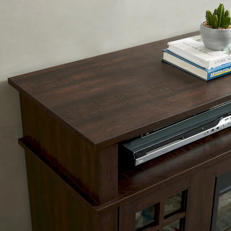 Mueble de TV con chimenea eléctrica de 58 pulgadas - Acabado espresso