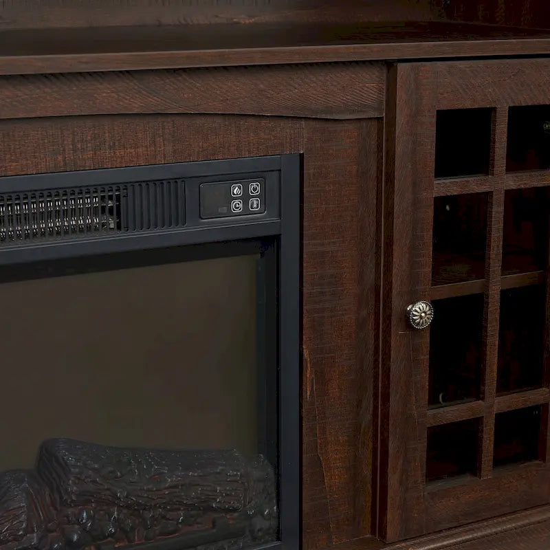 Mueble de TV con chimenea eléctrica de 58 pulgadas - Acabado espresso