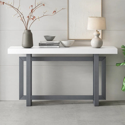 Mesa consola de madera maciza de 59 pulgadas con diseño de patas minimalista