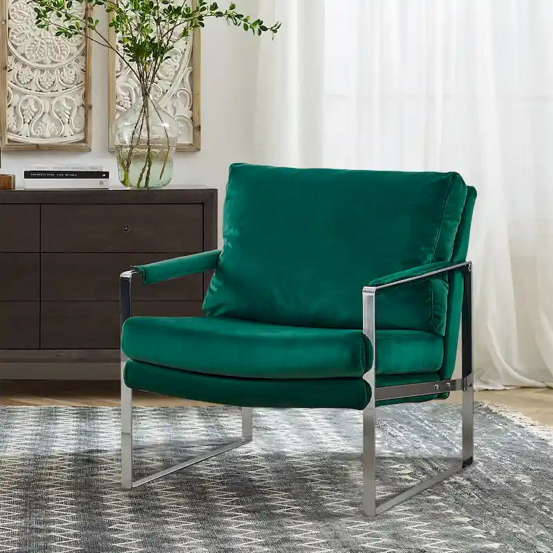 Sillón tapizado en PU con estructura de acero