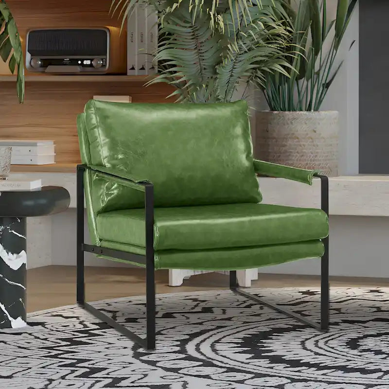 Sillón tapizado en PU con estructura de acero