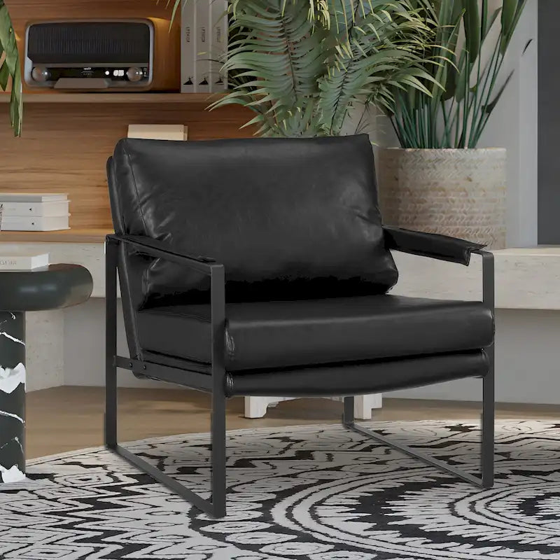 Sillón tapizado en PU con estructura de acero
