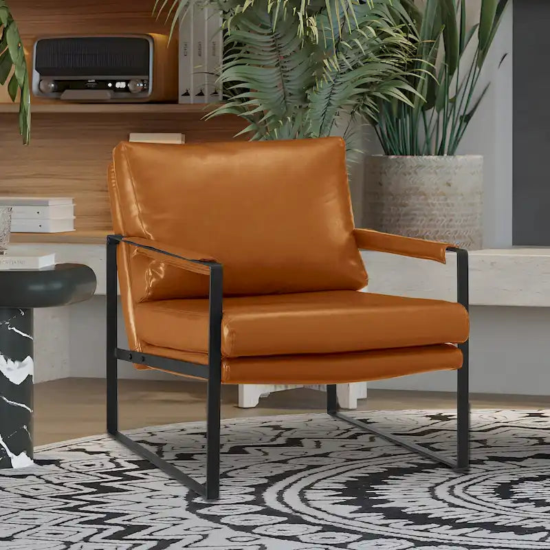 Sillón tapizado en PU con estructura de acero