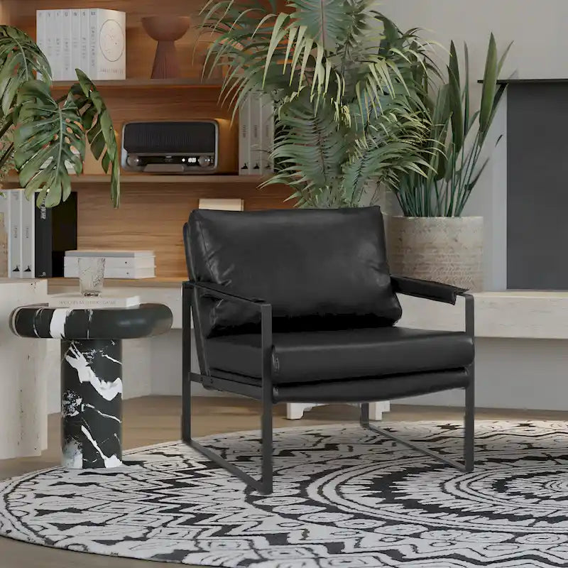 Sillón tapizado en PU con estructura de acero