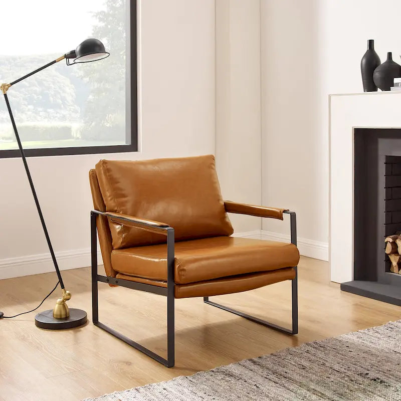 Sillón tapizado en PU con estructura de acero