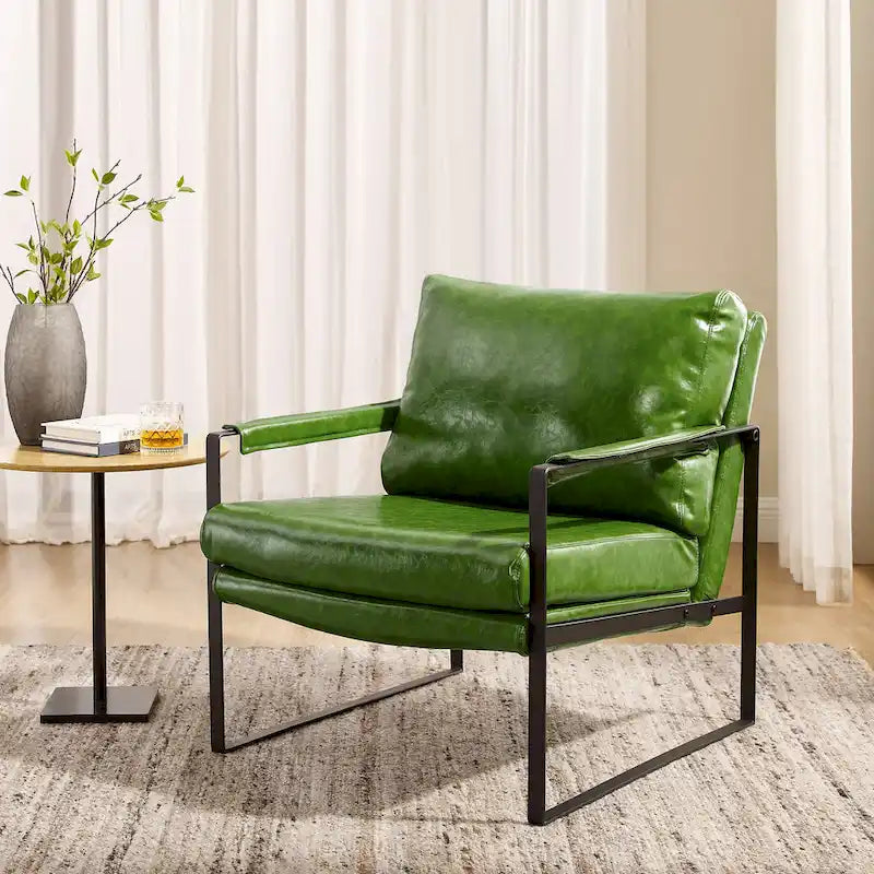 Sillón tapizado en PU con estructura de acero