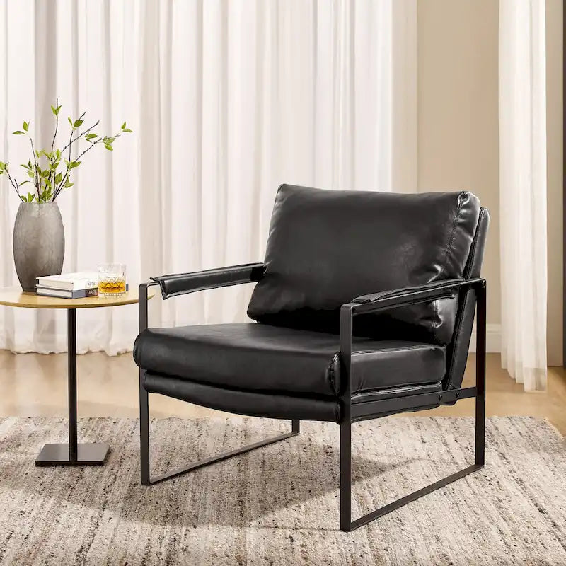 Sillón tapizado en PU con estructura de acero