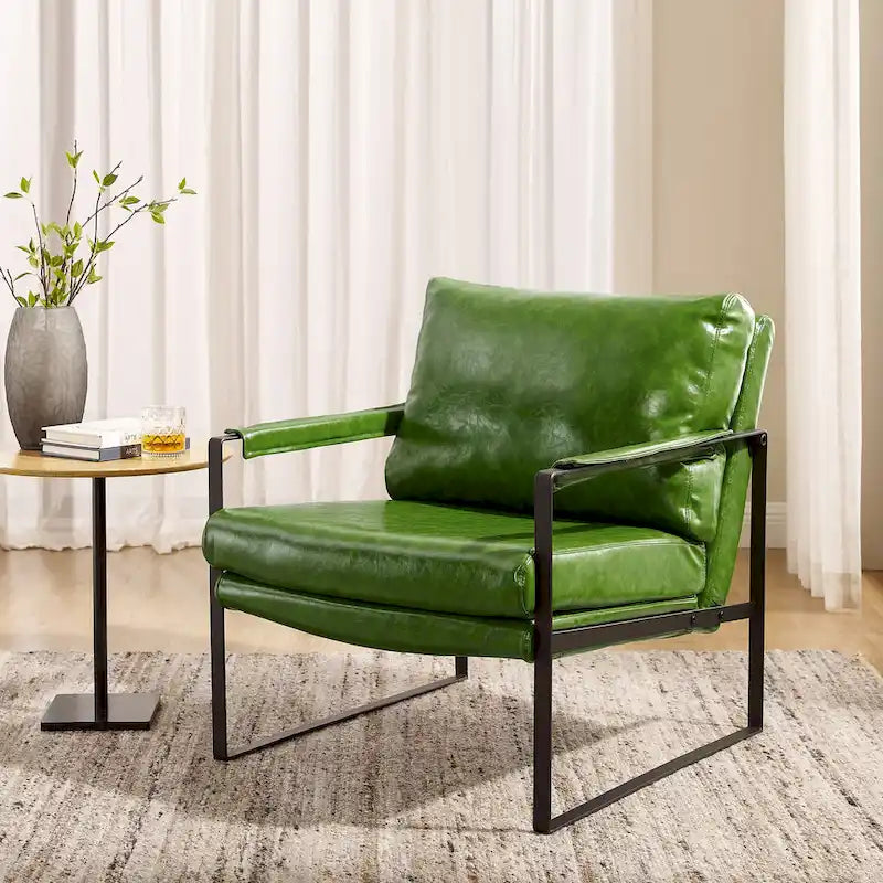 Sillón tapizado en PU con estructura de acero