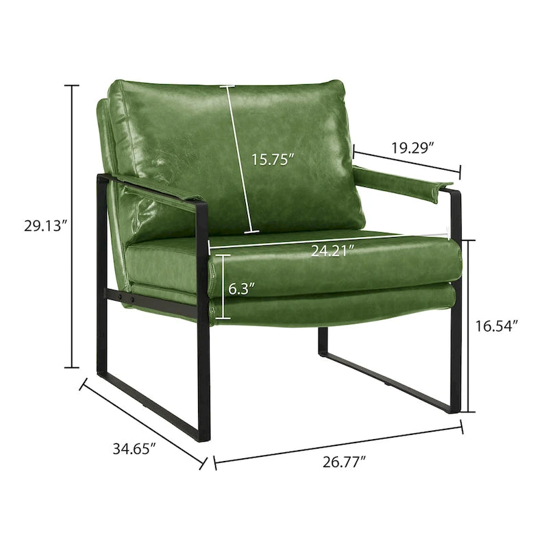 Sillón tapizado en PU con estructura de acero
