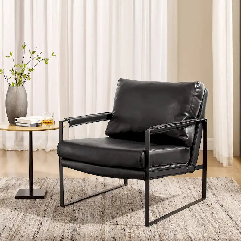 Sillón tapizado en PU con estructura de acero