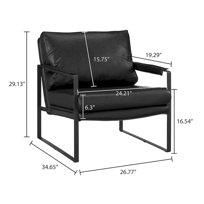Sillón tapizado en PU con estructura de acero
