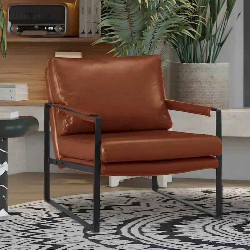 Sillón tapizado en PU con estructura de acero