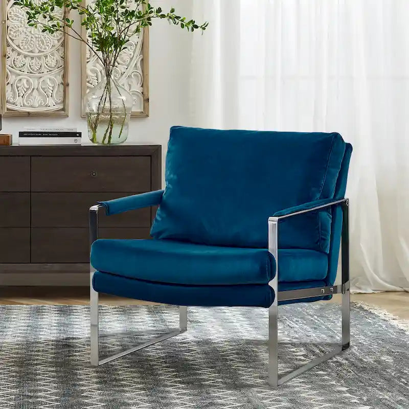 Sillón tapizado en PU con estructura de acero