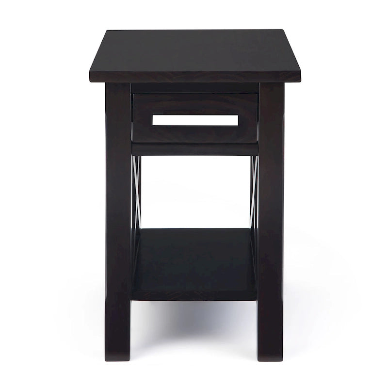 Mesa auxiliar estrecha con cajón y estante inferior – 14 pulgadas de ancho