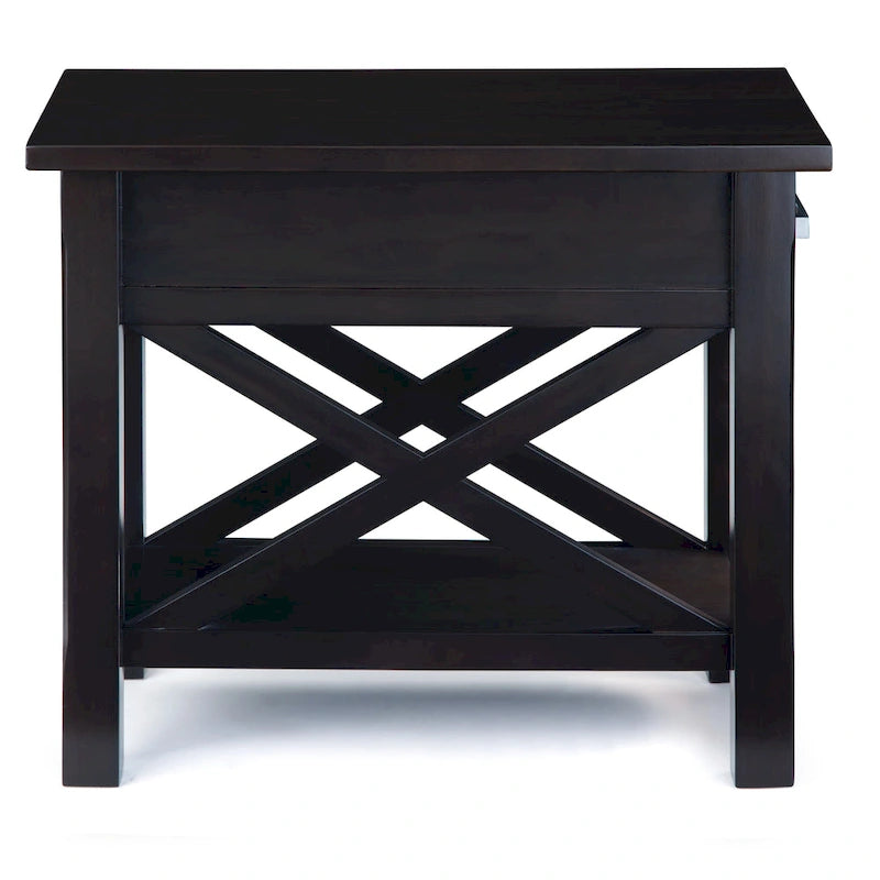 Mesa auxiliar estrecha con cajón y estante inferior – 14 pulgadas de ancho