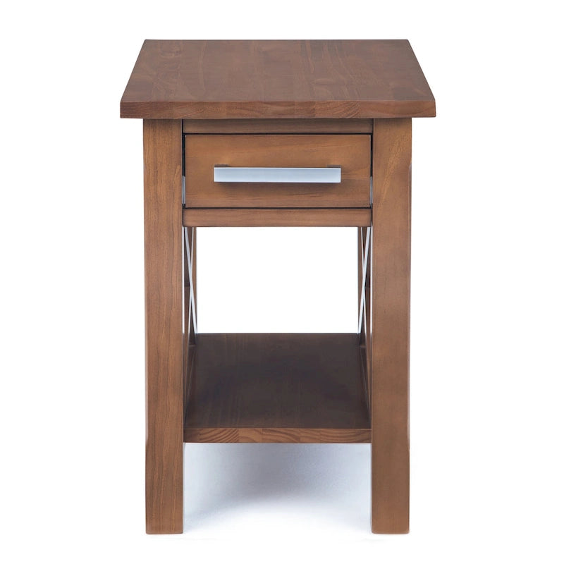 Mesa auxiliar estrecha con cajón y estante inferior – 14 pulgadas de ancho