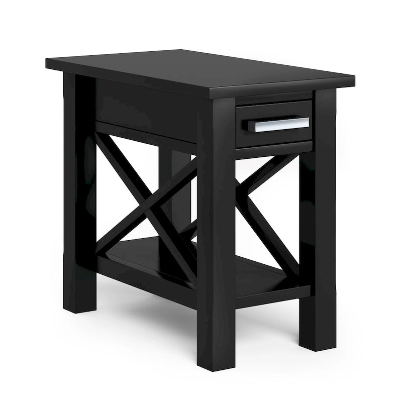 Mesa auxiliar estrecha con cajón y estante inferior – 14 pulgadas de ancho