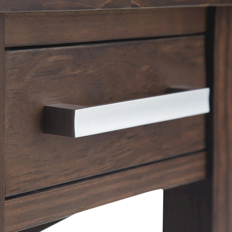 Mesa auxiliar estrecha con cajón y estante inferior – 14 pulgadas de ancho