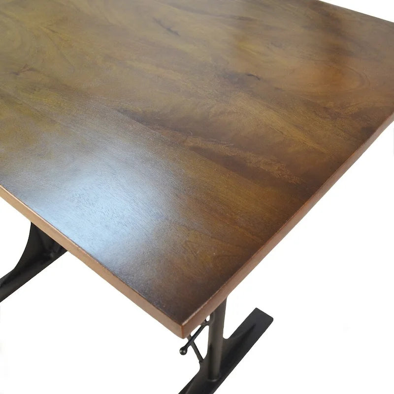 Mesa de manivela de altura regulable con base industrial