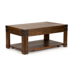 Mesa de centro elevable con estante inferior - Acabado cerezo medio