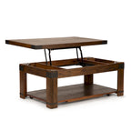 Mesa de centro elevable con estante inferior - Acabado cerezo medio