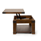 Mesa de centro elevable con estante inferior - Acabado cerezo medio