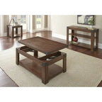 Mesa de centro elevable con estante inferior - Acabado cerezo medio